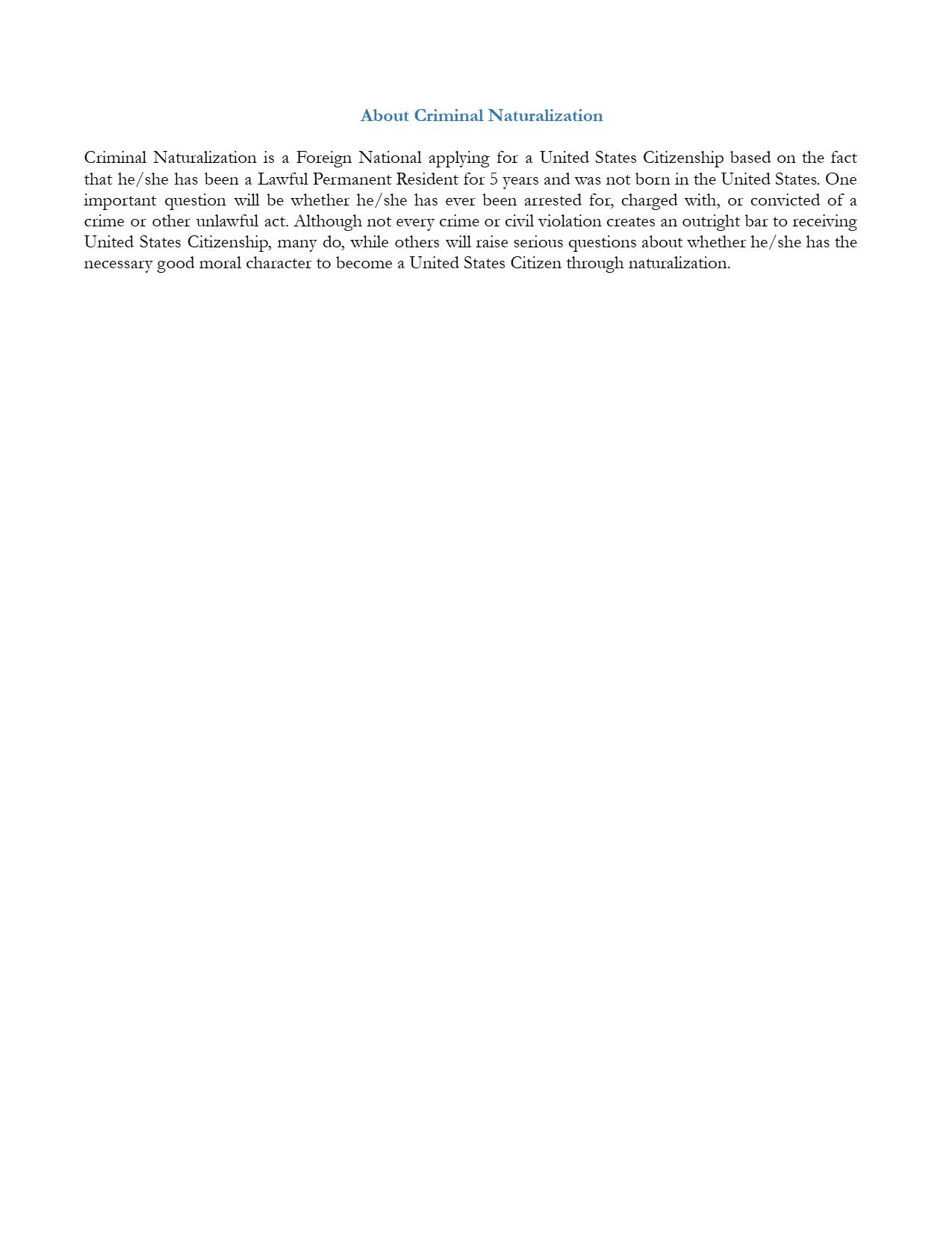 Naturalizing with a Crime
