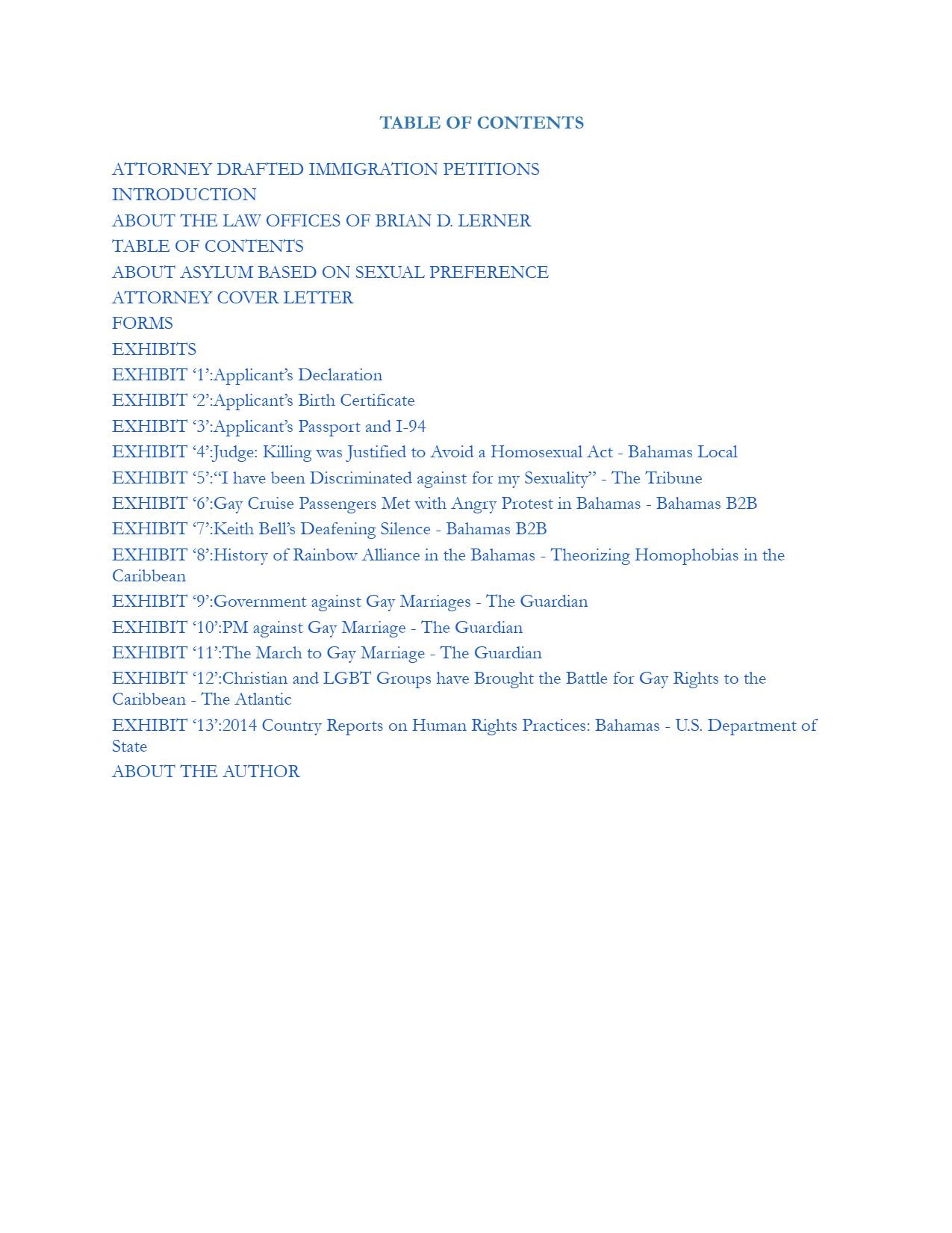 Application for Asylum Based Upon Gender Discrimination and Sexual Abuse