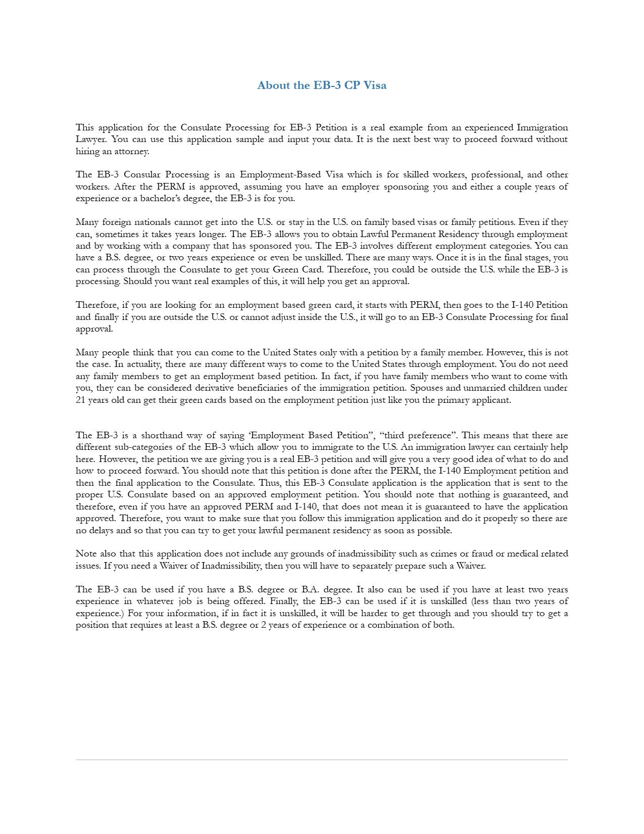 EB-3 Consular Processing