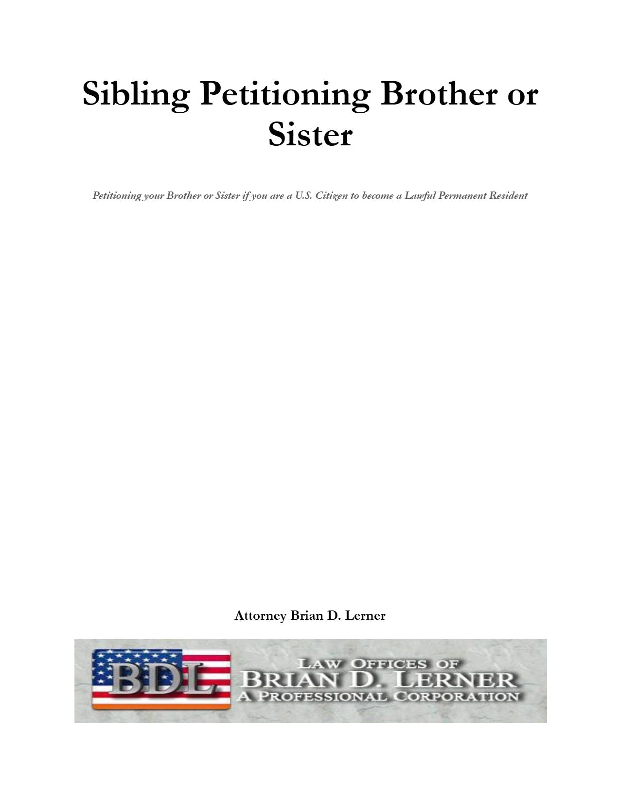 Sibling Petitioning Brother or Sister