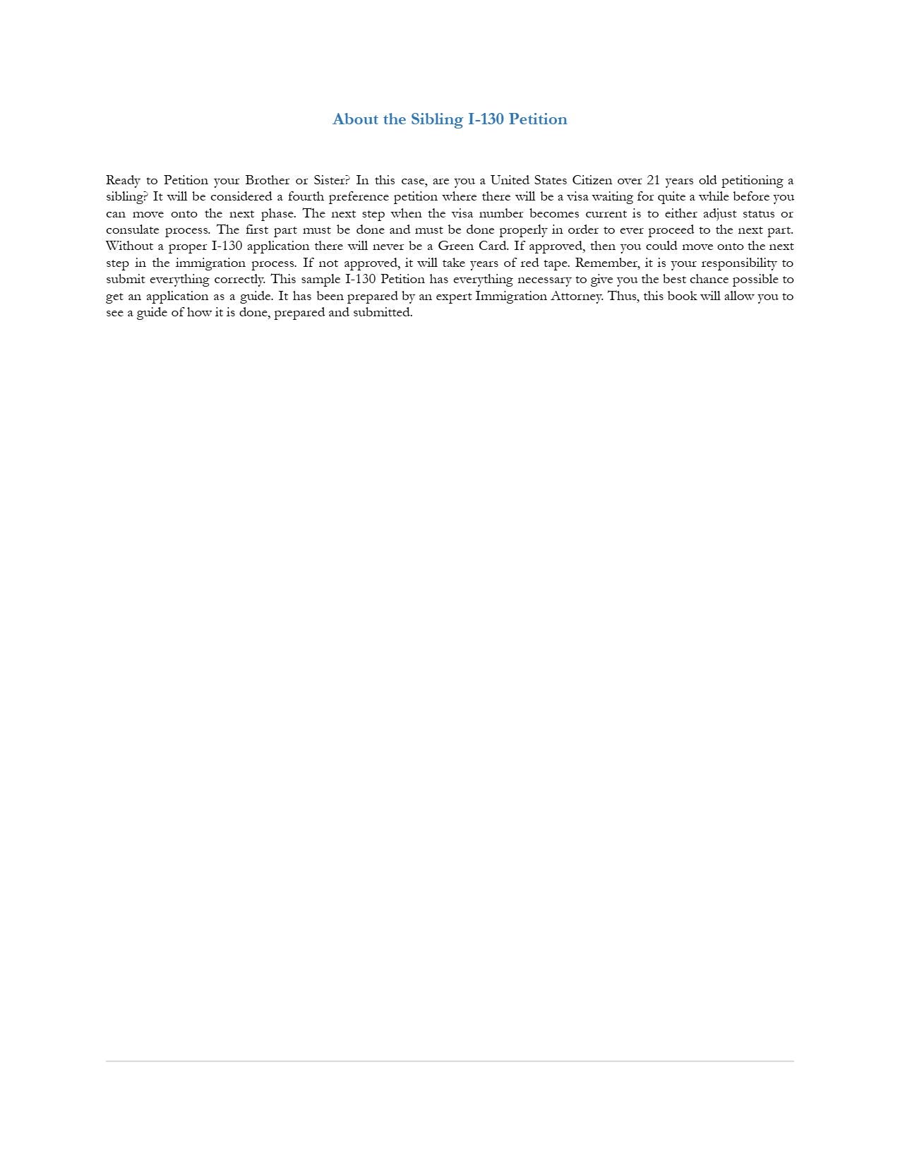 Sibling Petitioning Brother or Sister