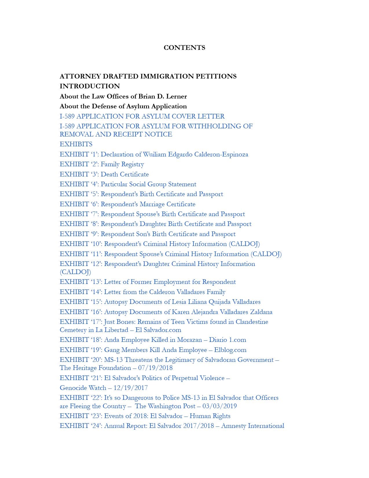 Application for Withholding of Removal and Convention Against Torture