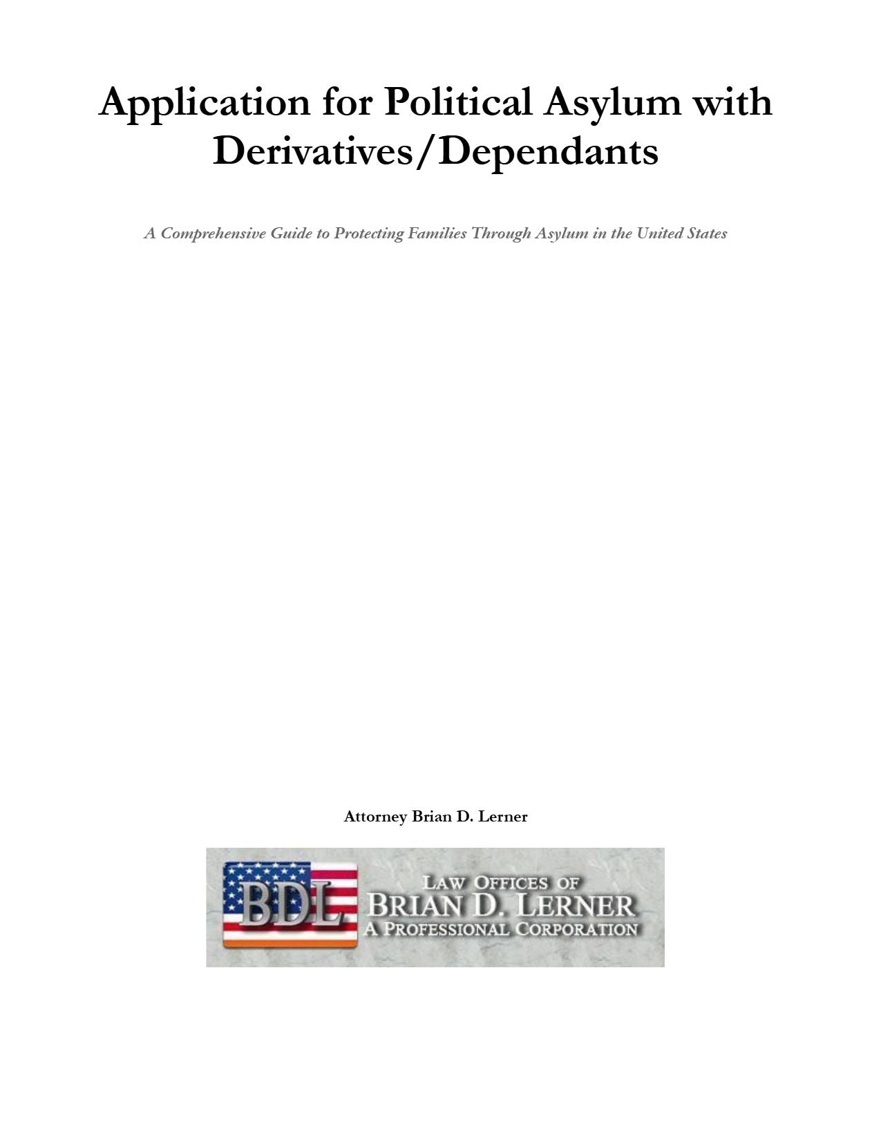 Application for Political Asylum with Derivatives/Dependants