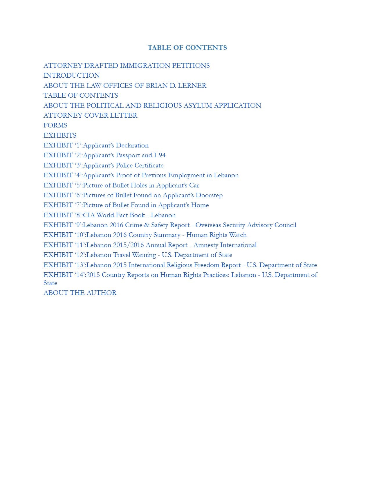 Application for Political Asylum and Religious Asylum Application