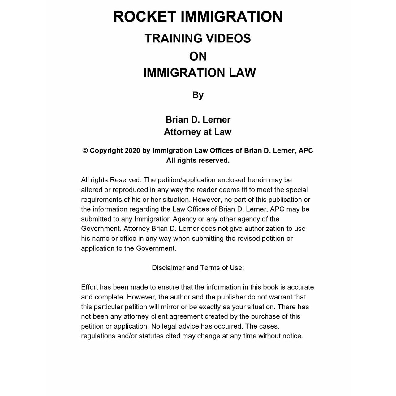 Investment Visas Training Course Access Packet - Rocket Immigration Petitions